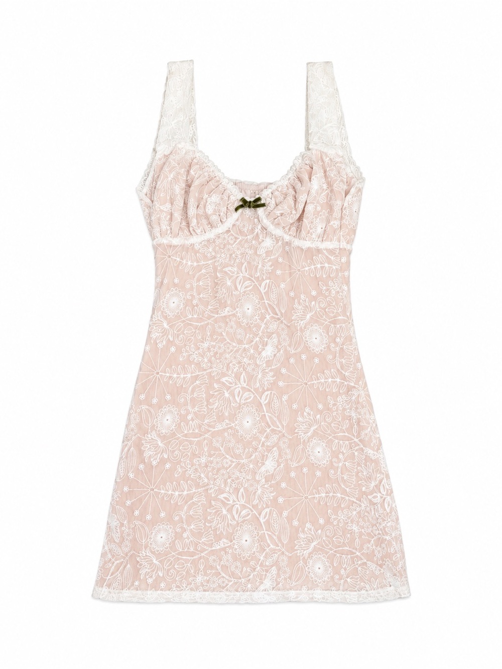 With Jean Blush Pink Floral Lace Chemise with Ivory Trim